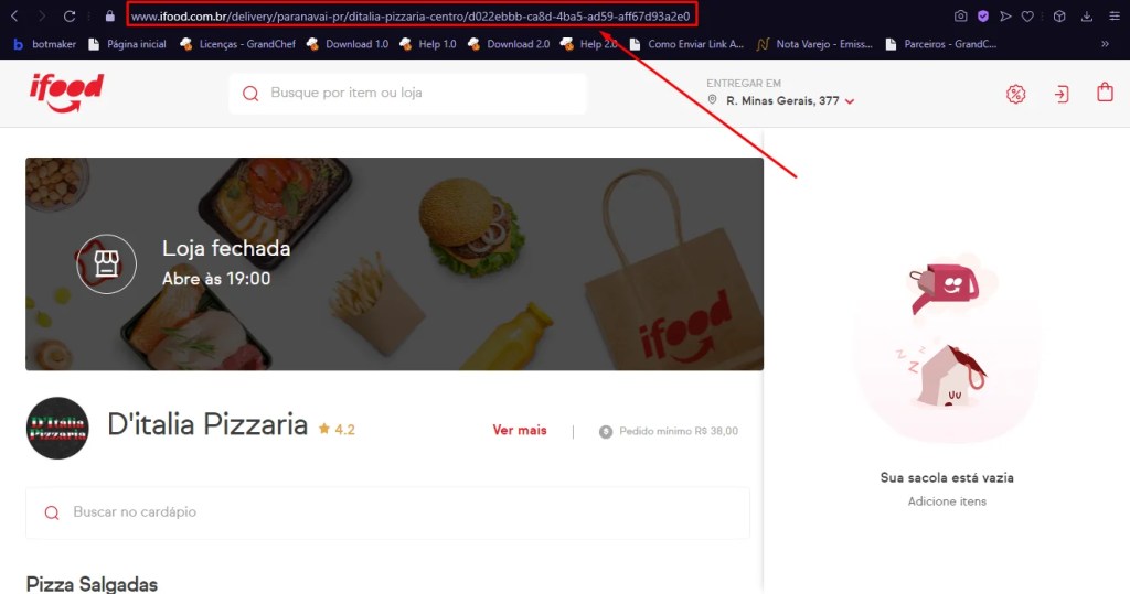 como copiar link da página de cardápio ifood