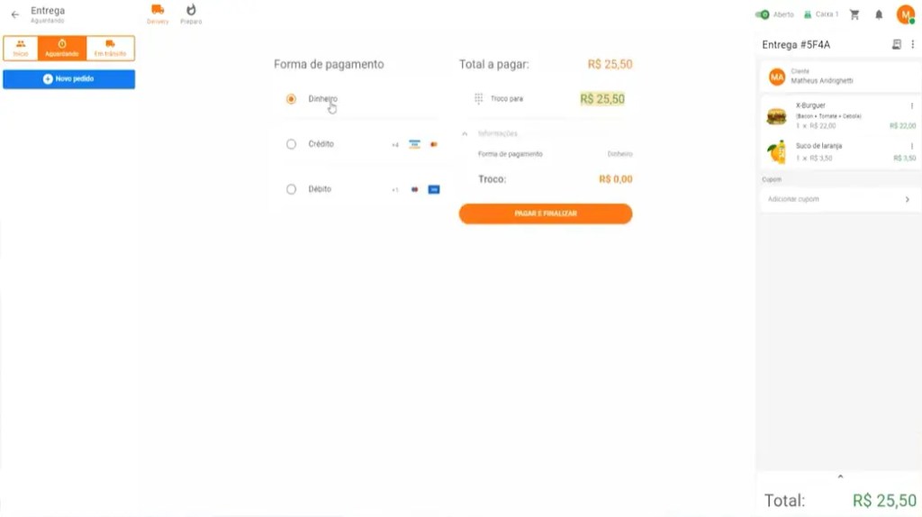 tela 14 controle de caixa