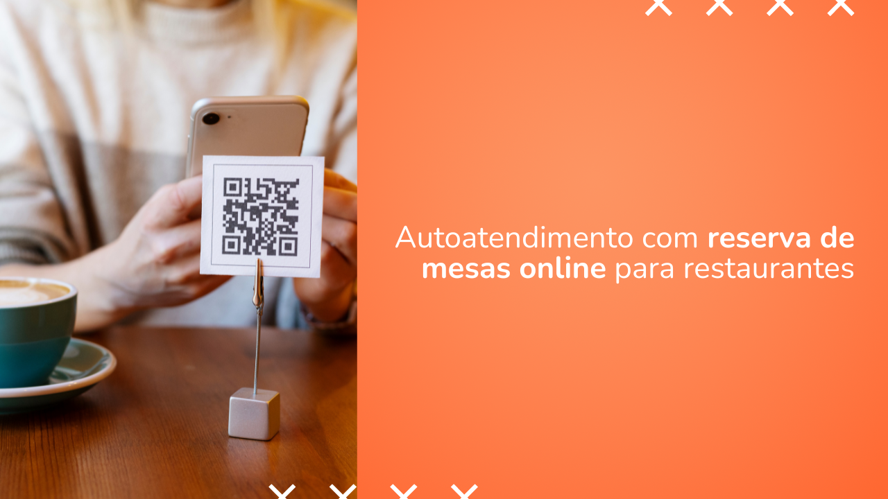 homem com celular e qr code na mesa pedindo comida no restaurante